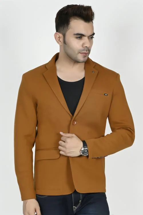 STITCHING ART Men's Slim Fit Blazer (Brown, Tan)