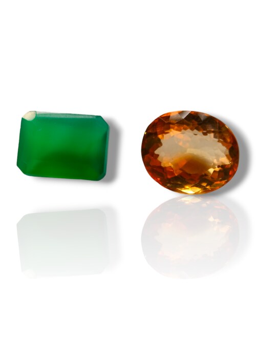 VanishreeWorld Combo pack Best quality yellow golden Topaz/sunhala and onyx/Panna