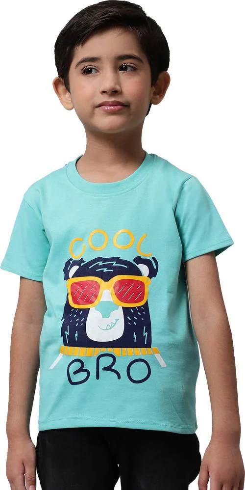 Little Zing Boys Light Blue Pure Cotton Printed Single T Shirt | Boys tshirt | Kids Tshirt | Kids Wear | Tshirt for Boys | Baby Clothes | T shirt for boys