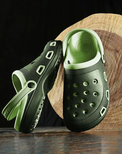 BIRDE Men Soft Extra Lightweight Comfortable Regular Wear Olive Green Clogs