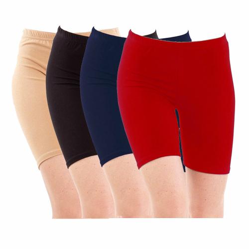 Pixie Women / Girls / Ladies Cycling Shorts Combo Pack of 4 (Beige, Black, Navy Blue and Red)