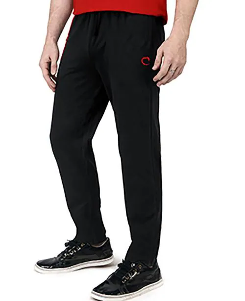Chromozome Men Black Solid Cotton Track Pants