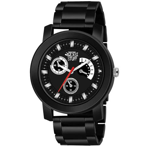 SWADESI STUFF Analogue Black Dail Watch For Men and Boys- (METAL BLACK 29B)