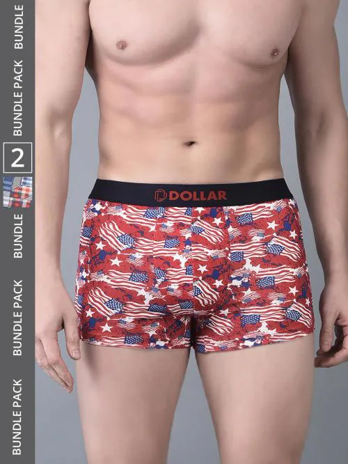 Dollar Bigboss Men's Assorted Pack of 2 Printed Trendy Trunk Formulated With Combed Cotton and Spandex Fabric