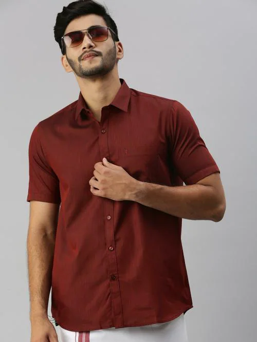 Ramraj Mens Cotton Blend Shirt with Matching Border Set