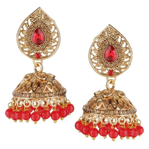 Buy Iij Red Zink Traditional Jhumki Earring Set For Girls And Women