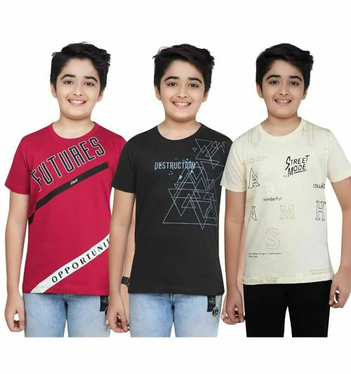 DUCKOUT | Al Day Trend | Cotton Maroon_Black_Beige | Kids T-shirts