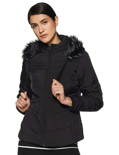 FORT COLLINS WOMENS BLACK CASUAL JACKET WITH HODDIE