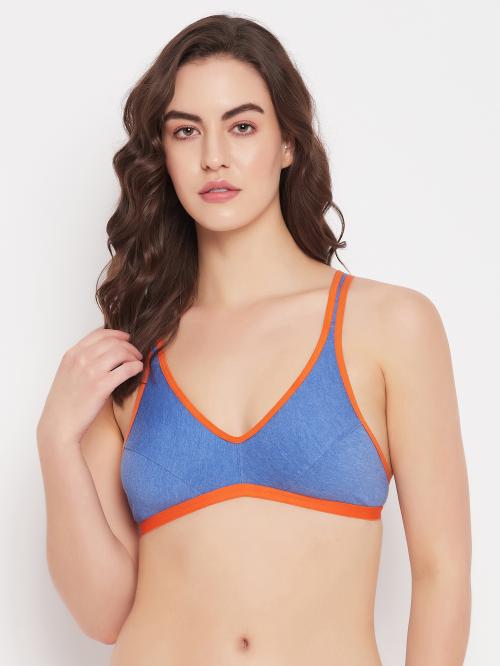 Clovia Non-Padded Full Coverage T shirt Bra In Blue - Cotton Rich