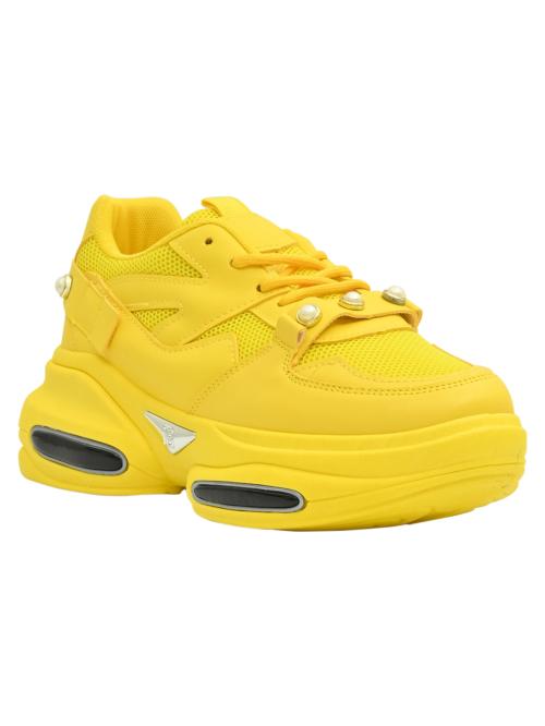 JOVE Yellow Casuals Sneakers for Women