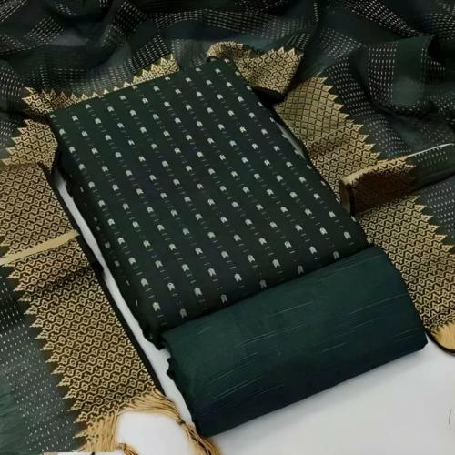 ARISHTA Women Dark Green Woven Design Pure Cotton Unstitched Kurta and Churidar Material