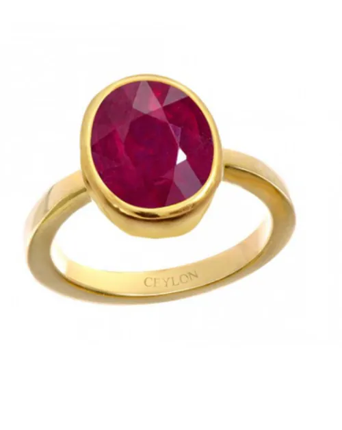 Ceylonmine Ruby Manik Stone & Gold Plated Finger Ring