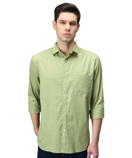 KIBIT Men Lt.Cement Cotton Regular Collar ShirtM