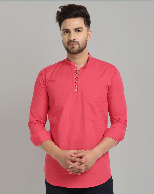 Majestic Man Men Dark Pink Pure Cotton Pack of 1 Kurta