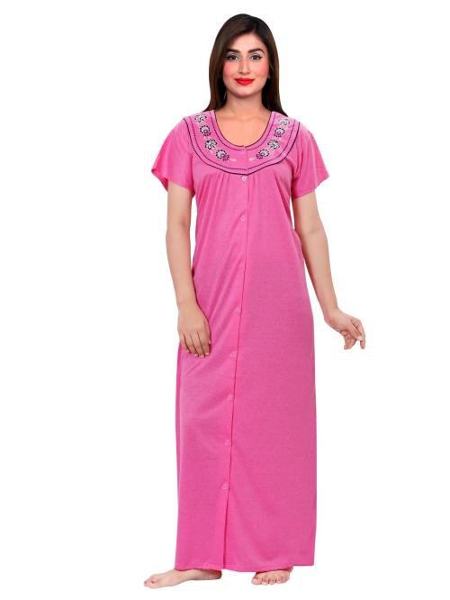 Buy NACNO Women's Hosiery Cotton Front Open Nighty/Maxi/Nightgown
