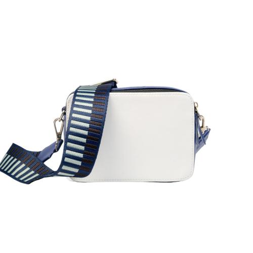 Frozenfly Blue, White Pu Leather Solid Adjustable Strap Cross Body Shoulder Sling Bag Mobile Card Holder Purse For Women