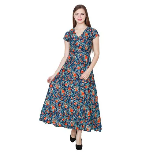 My Swag Women's Multicolor Floral Print Maxi Dress