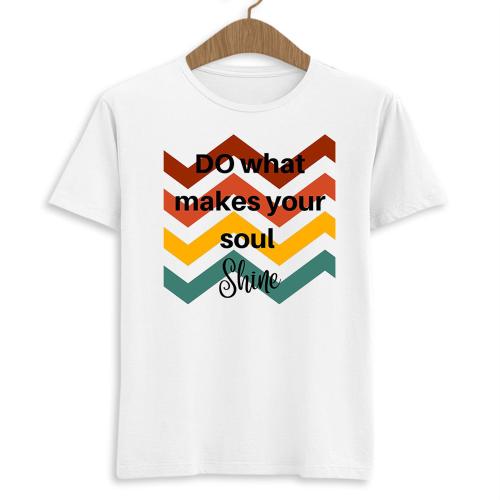 Buy Komy Polyester Fabric White Color Zig Zag, Quotes Printed Tshirt