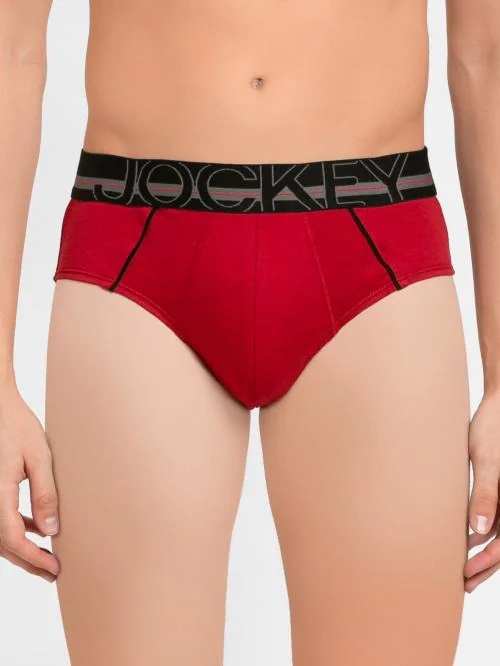 Jockey US14 Men's Chilli Pepper Solid Cotton Briefs