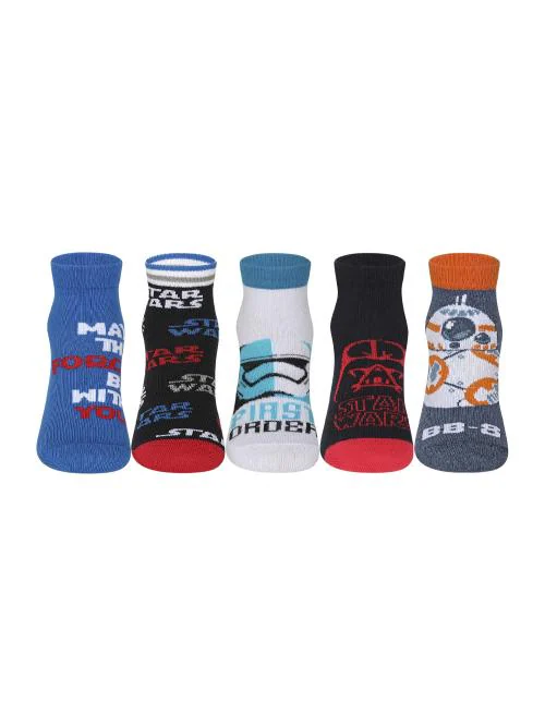 Supersox Disney Star Wars Ankle Length Socks Collection for Kids Pack of 5 (5-6 Years) (Darth Vader, Yoda, BB8)