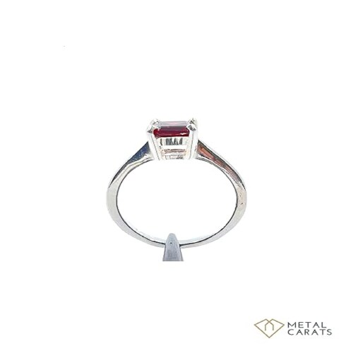 METALCARATS Metal Carats Almandine Garnet Rectangular 10MM Ring in 925 Sterling Silver