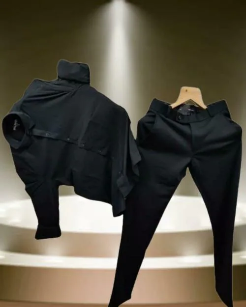 KALANABH boys black shirt boys black pant formal black pant shirt pant formal cloth fashion Outfit-For-Boys Cloth-For-Man plan black shirt (PACK OF 1 PAIR SIZE- XL)