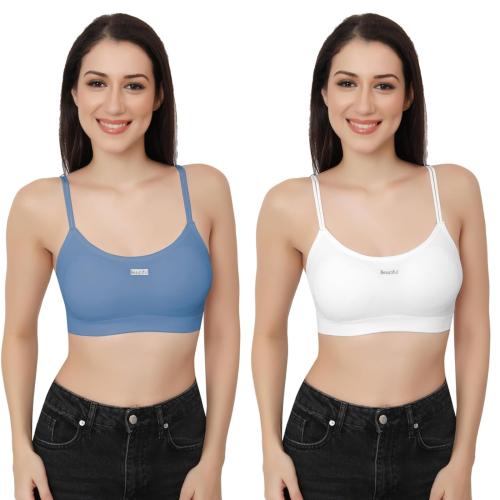 LADHAVA Women's Bra | Ladies Bra | Comfortable Bra | Everyday Bra | Padded Bra | Non-Padded Bra | Underwire Bra | Wireless Bra | Sports Bra | Cotton Bra | Half Coverage Bra | Fashion Bra | Soft Bra | Designer Bra-(Blue & White )-Free Size