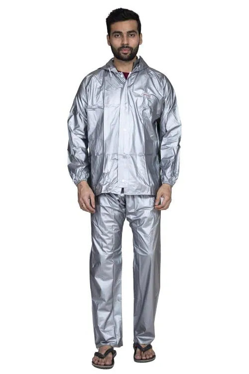 BTC Satyam transparent Silver hooded raincoat for men with a storage bag (SIZE-XXL)