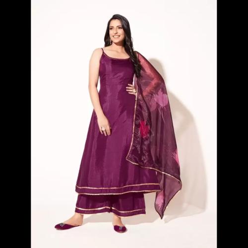 JANRAAG Women Silk Blend Kurta Palazzo Dupatta Set