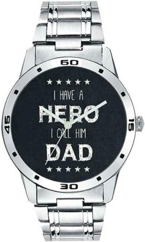 Splazos Analog Black Dial Silver Strap Watch for Men