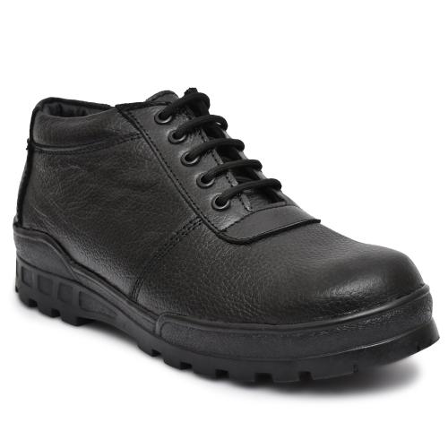 Stonix Premium Men's Casual Safety Shoes Steel Toe Leather Safety Shoe (Black)