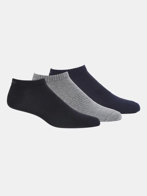 Jockey 7097 Men's Black, Grey Melange, Navy Melange Solid Cotton Blend Pack of 3 Socks