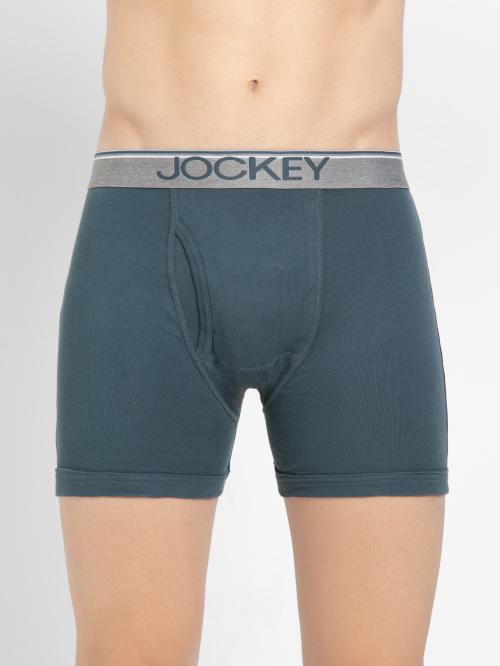 Jockey 8009 Men's Deep Slate Solid Cotton Boxer Briefs