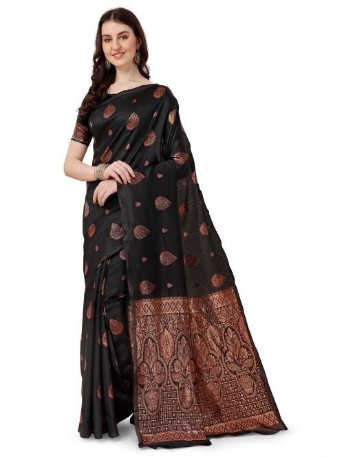 LOOKOUT Women's Kanjivaram Soft Silk Saree With Blouse Piece