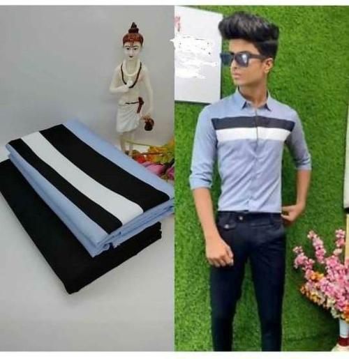 DHARMESH ENTERPRISE Men Blue Printed Polycotton Unstitched Shirt and Trouser Material (Free Size)