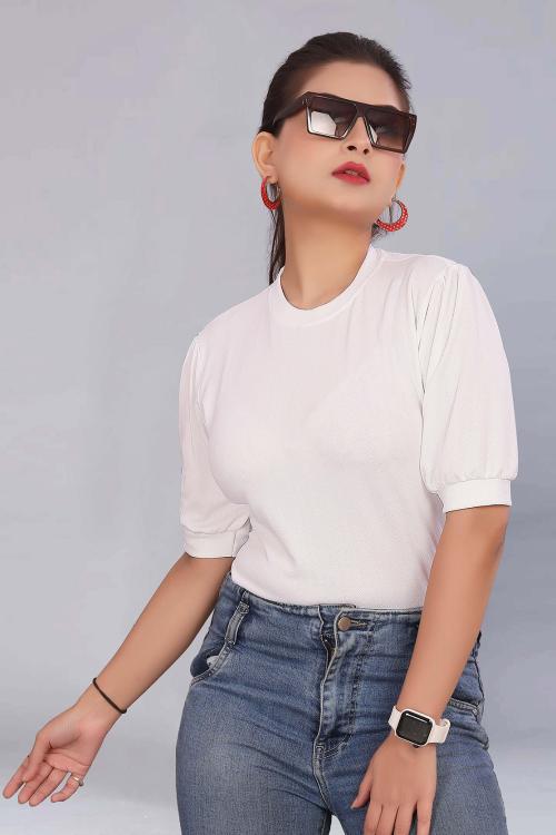 Khichdi Fashion Casual Solid Women White Top