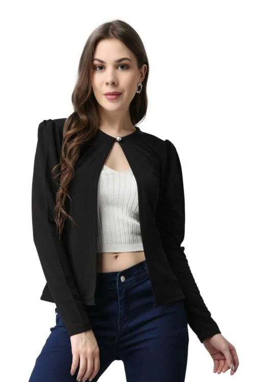 Buy Popwings Single Button Closure Women Black Shrug | Shrugs for Women ...