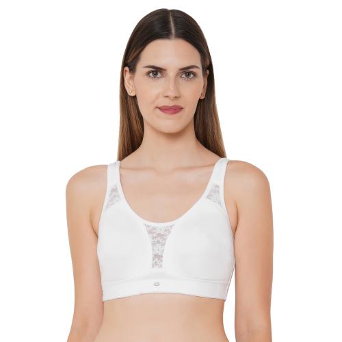 SOIE- White Full coverage Non padded Non wired Bra-White-32DD