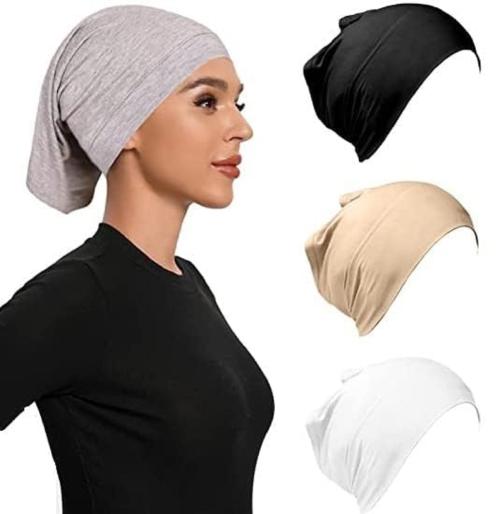 PlutoProm Women Under Scarf Hijab Cap 4 Pcs Under Caps for Turban Hijab Undercap Head Wraps Scarf Solid Color Hijab Tube Stretch Dreadlocks Tube Neck Cover MultiColor1
