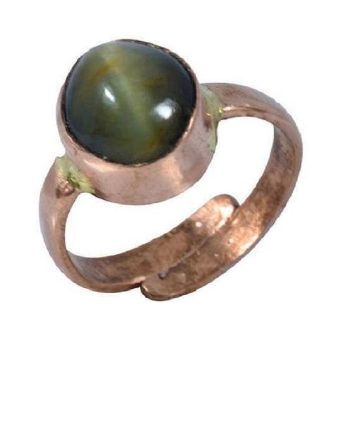 CEYLONMINE Cats eye Ring with natural Original stone Metal Cat's Eye Gold Plated Ring