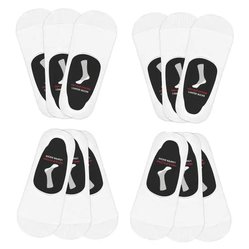 IGNOTO (Pack of 12) White Men and Women Cotton Ankle Socks for Loafer Juti with Silicon Anti Skit Support || (Free Size)