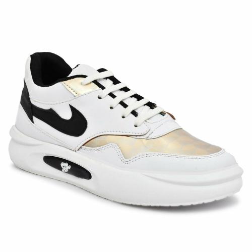 HABBITUS FASHION Premium Synthetic Leather Casual Shoes For Men (Gold)