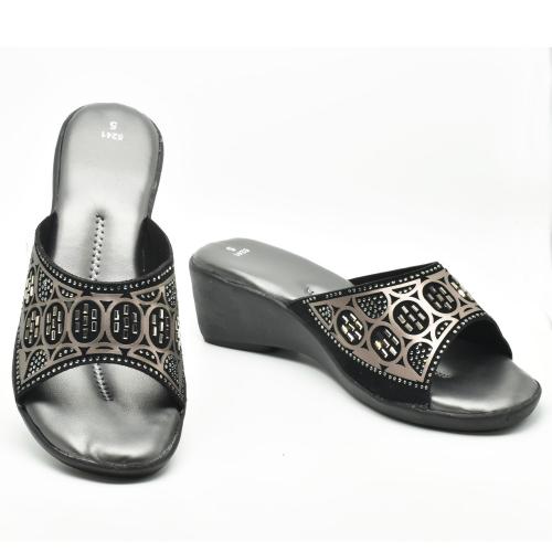 Indiforce Black Heeled Sandals for Women