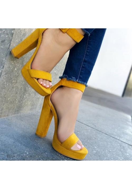 Uunda Fashion Women's Fancy & Stylish Block Heel sandals (5 inch) for Women's And Girls(Yellow)