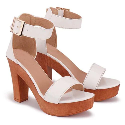 Theme United Women White Heels [ Footwear for Women ||| Sandals for Women ||| Wedges for Women ||| Heels for Women ]