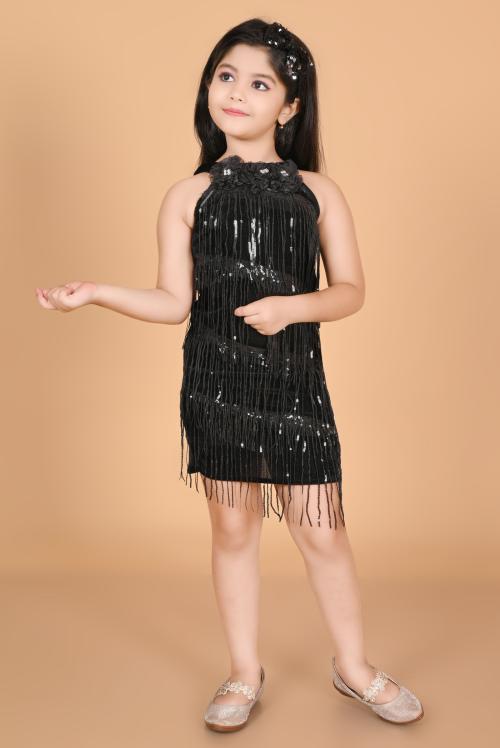 BARKAT DESIGNING PLANET Girls Above Knee Casual Dress (Multicolor, Sleeveless)