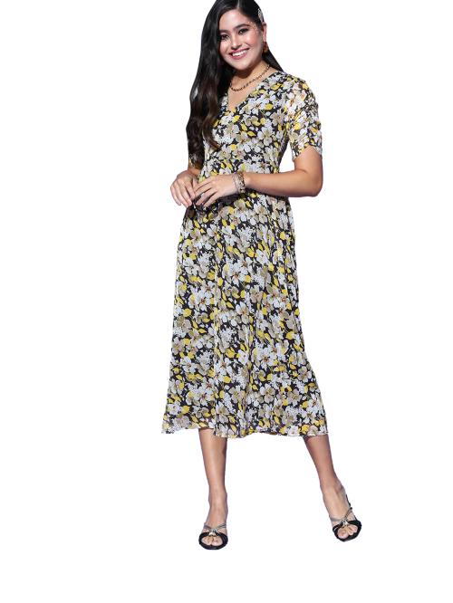 plusS Women Stunning Black Floral Sundress