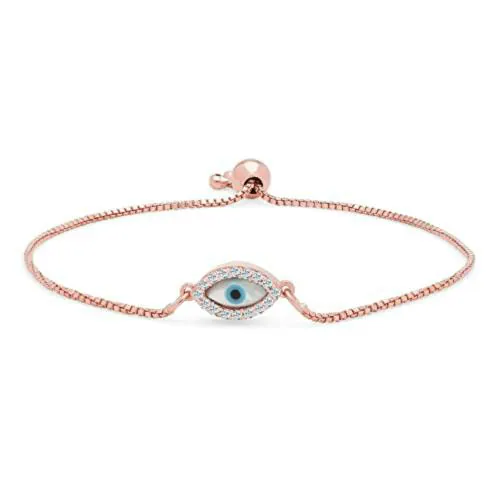 GIVA Sterling Silver Rose Gold Evil Eye Bracelet For Women
