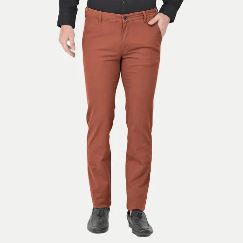 Rad Prix Mens Orange Solid Chinos Trousers