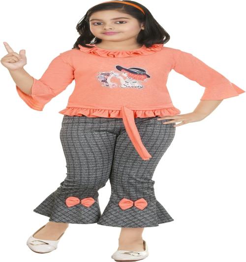 F2CLUB Girls Party(Festive) Top Pant (Orange)